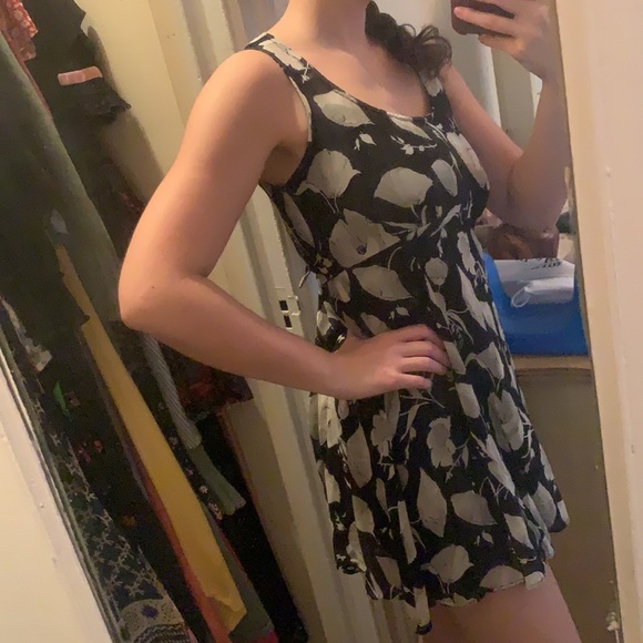 VINTAGE BETSEY JOHNSON SHEER MINI DRESS BLACK & WHITE FLORAL 90s GRUNGE 0 2 4 S - Picture 4 of 10